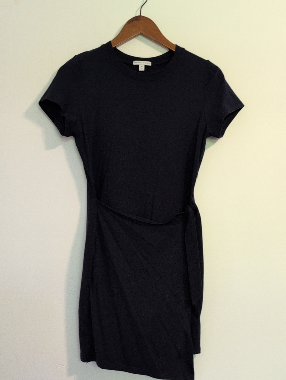 Classic Black Tie-Waist T-Shirt Dress